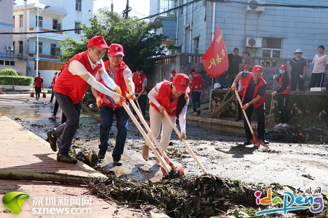 大鹏青年勇挑担，兵分三路开展灾后环境清理